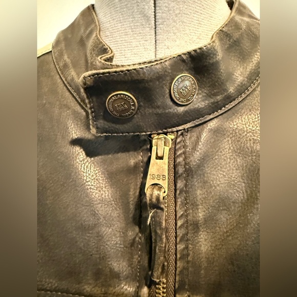 Vtg Arizona Jean Co Grunge Faux Leather Men's Racer Motorcycle Zip Jacket Sz Lrg - Picture 2 of 11